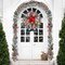 Pre-Lit Christmas Wreath for Front Door with Lights (Red,Green,White) 4"D x 30"W x 30"H